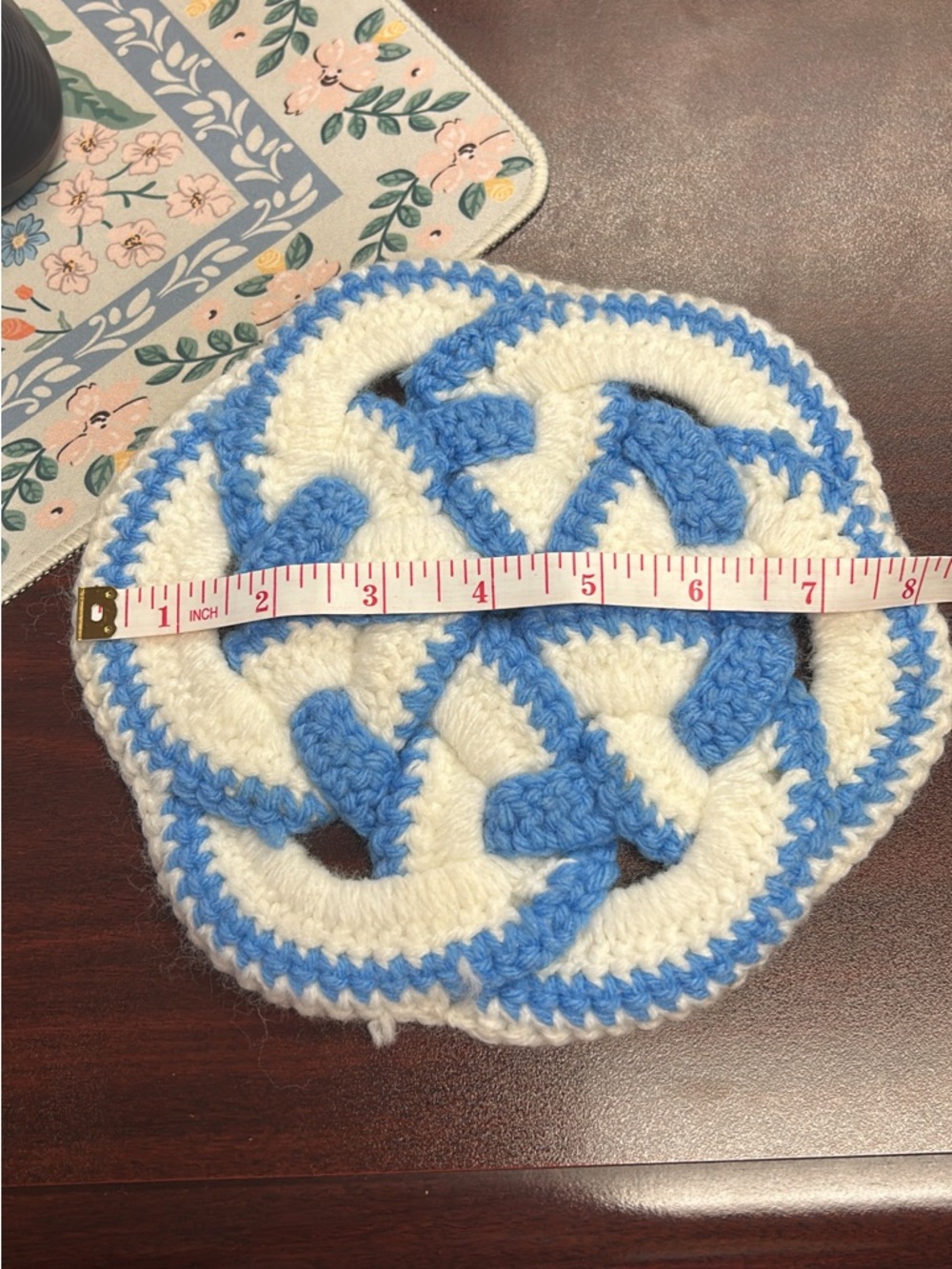 Handmade White and Light Blue Crochet Trivet - Home Accents